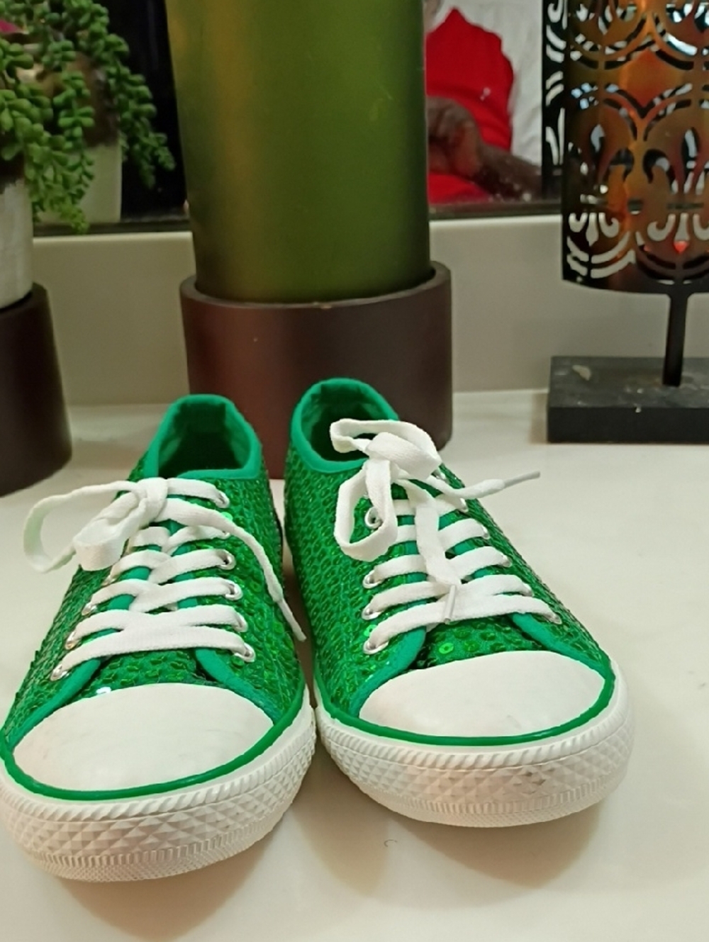Converse Green Sequin Low-Top Sneakers - Picture 5 of 10